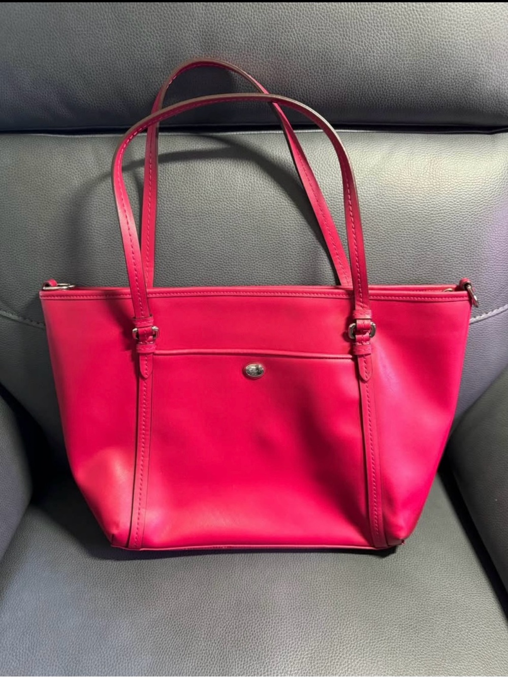 Coach Peyton Crossgrain Leather Tote Handbag Purse exc condition